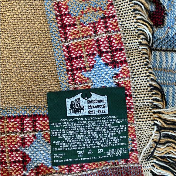 Goodwin Weavers Cotton Throw Afghan Fringe Bears Baseball Woven USA - Picture 7 of 7